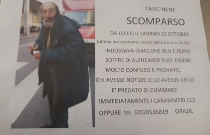 Appello per il clochard scomparso