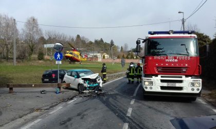 Incidente stradale elisoccorso a Capiago FOTO