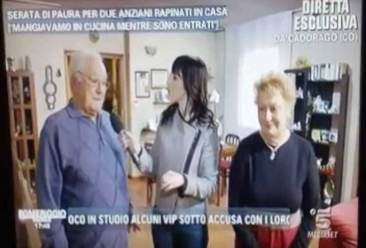 Rapinati in casa coppia di Cadorago a Pomeriggio Cinque