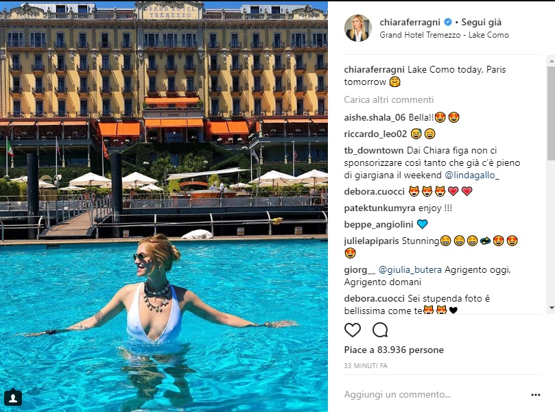 Chiara Ferragni fa tappa sul Lago di Como FOTO