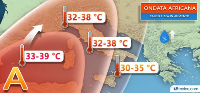 Previsioni meteo in arrivo caldo africano