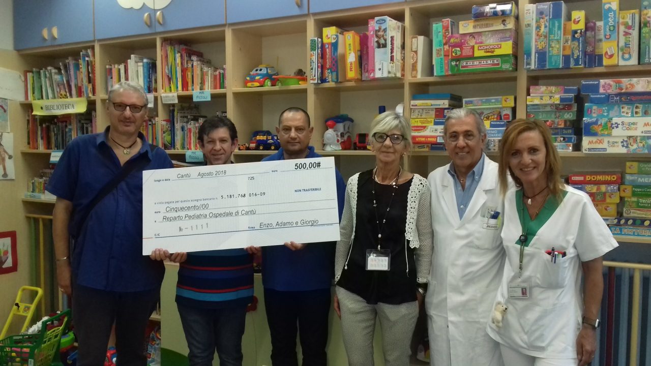 Ospedale Cantù donati 500 euro al reparto pediatria