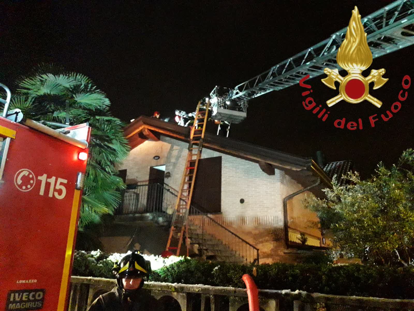 Incendio tetto Lomazzo