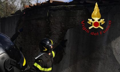 Muro del lavatoio pericolante in via Salvadonica a Como FOTO