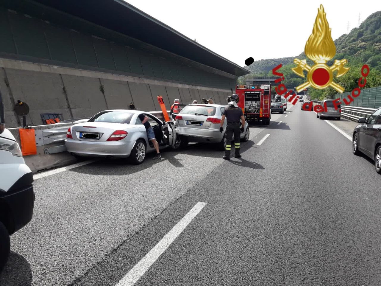 Incidente in autostrada a Monte Olimpino FOTO