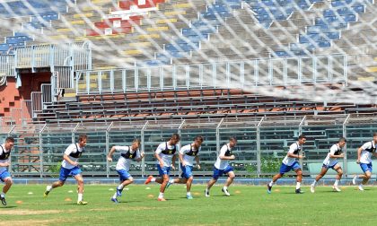 Como calcio gli azzurri si sono radunati allo stadio Sinigaglia