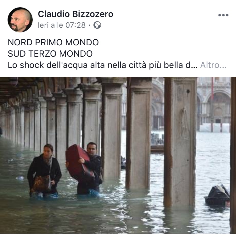 Acqua alta a Venezia, Bizzozero: “A parte la pizza, il sud ha portato al nord solo droga, ‘ndrangheta, camorra e cosa nostra”