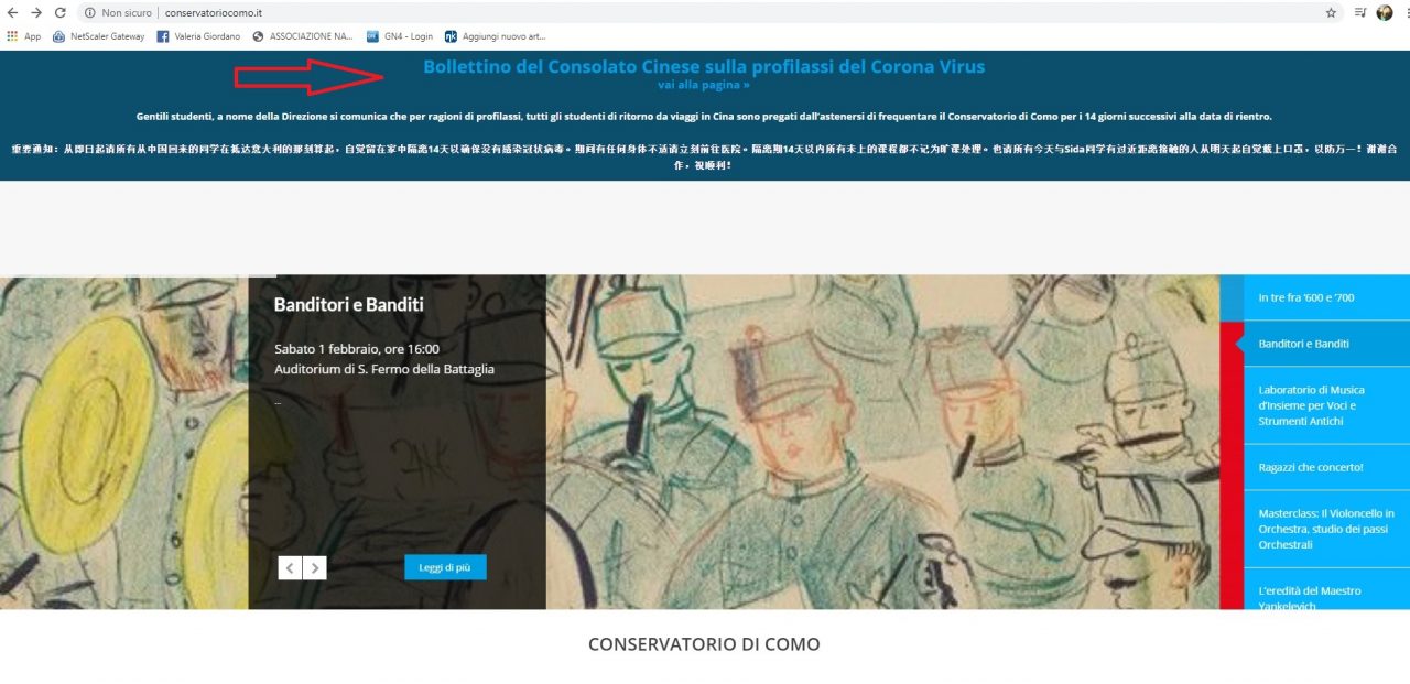 Allarme Coronavirus a Como: il Conservatorio chiede agli studenti di ritorno dalla Cina di restare a casa