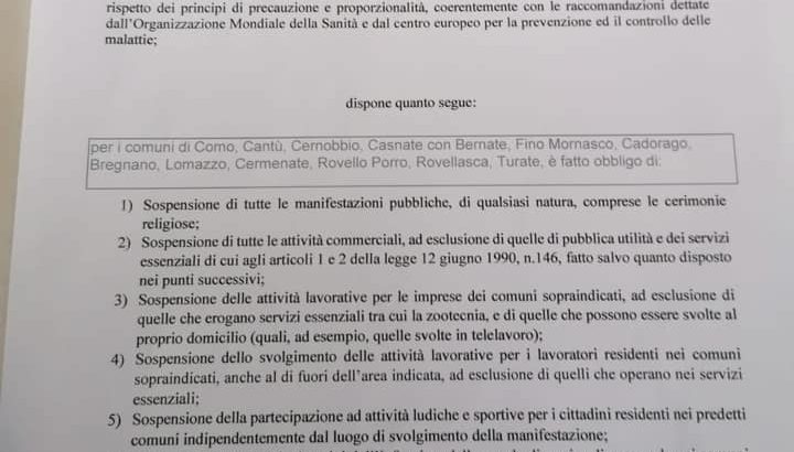 “Negozi e scuole chiuse”: la fake-ordinanza che gira nel Comasco