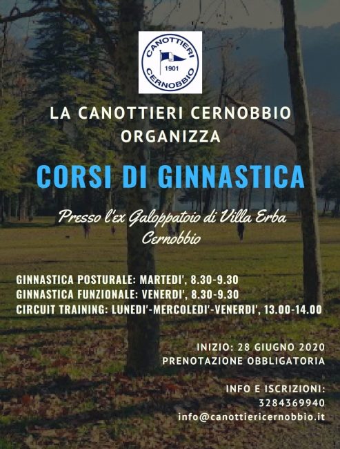 Canottieri Cernobbio riprendono i corsi di ginnastica