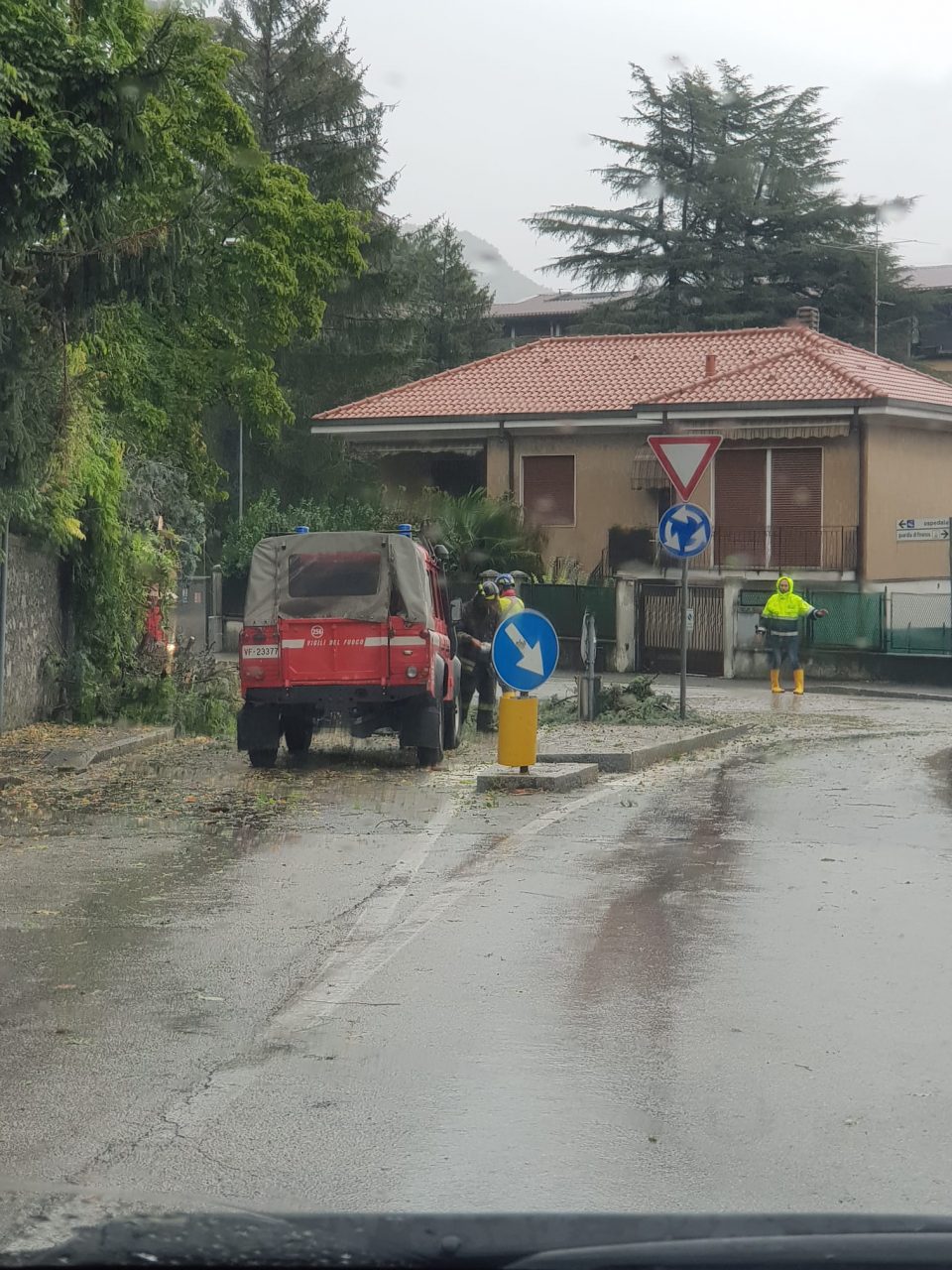 Maltempo, albero caduto a Erba