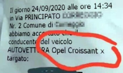 Lo svarione sul verbale diventa virale: multata Opel "Croissant"