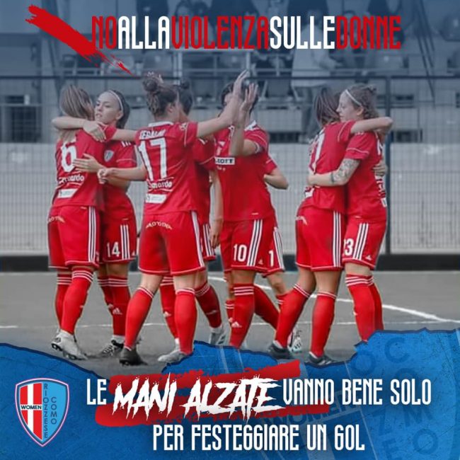 Calcio femminile Como women contro la violenza sulle donne