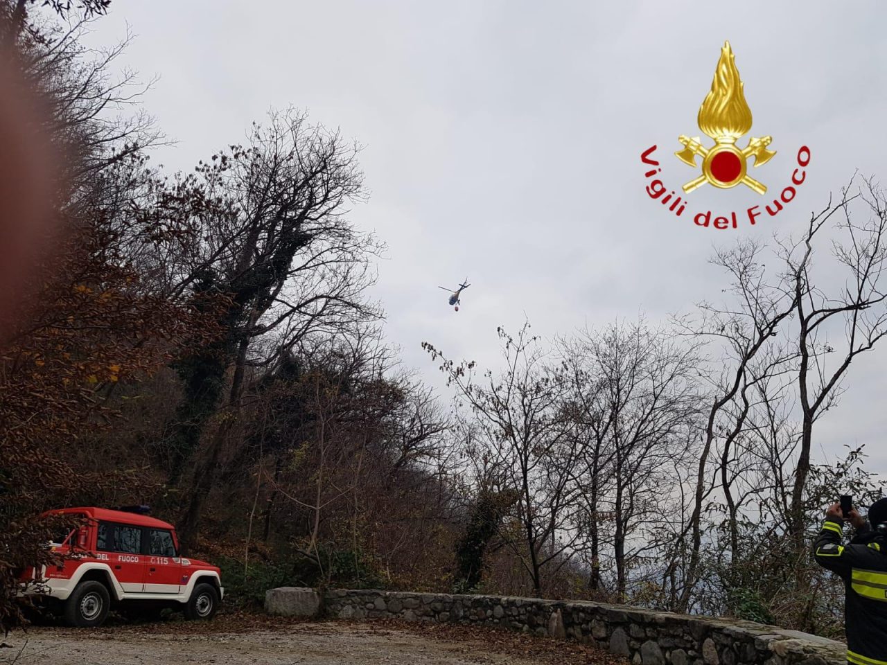 Incendio nei boschi del Baradello: in azione i Vigili del Fuoco FOTO