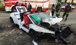 Lamborghini fuori strada a Rovellasca: auto distrutta, conducente e passeggero in ospedale