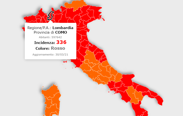 Cala l’incidenza a Como ma siamo ancora sopra quota 250