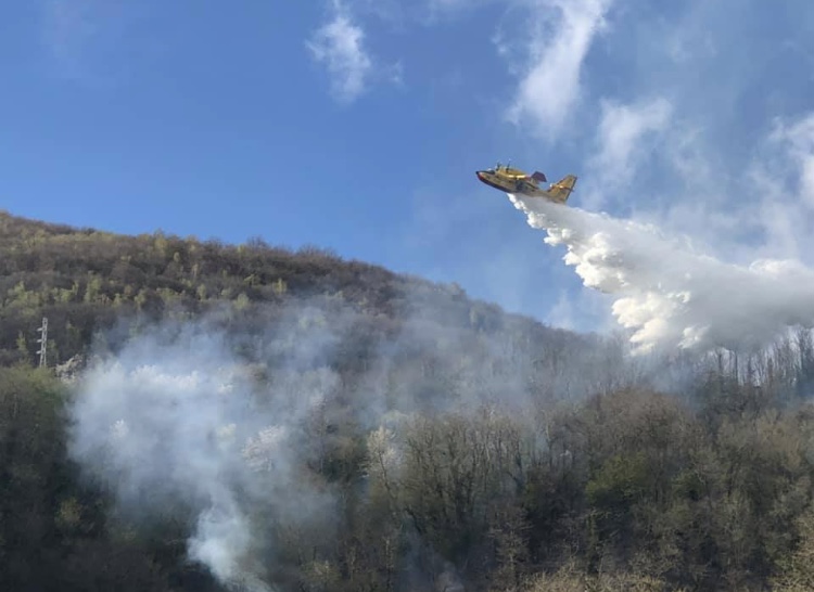 Incendio nel bosco a Sorico