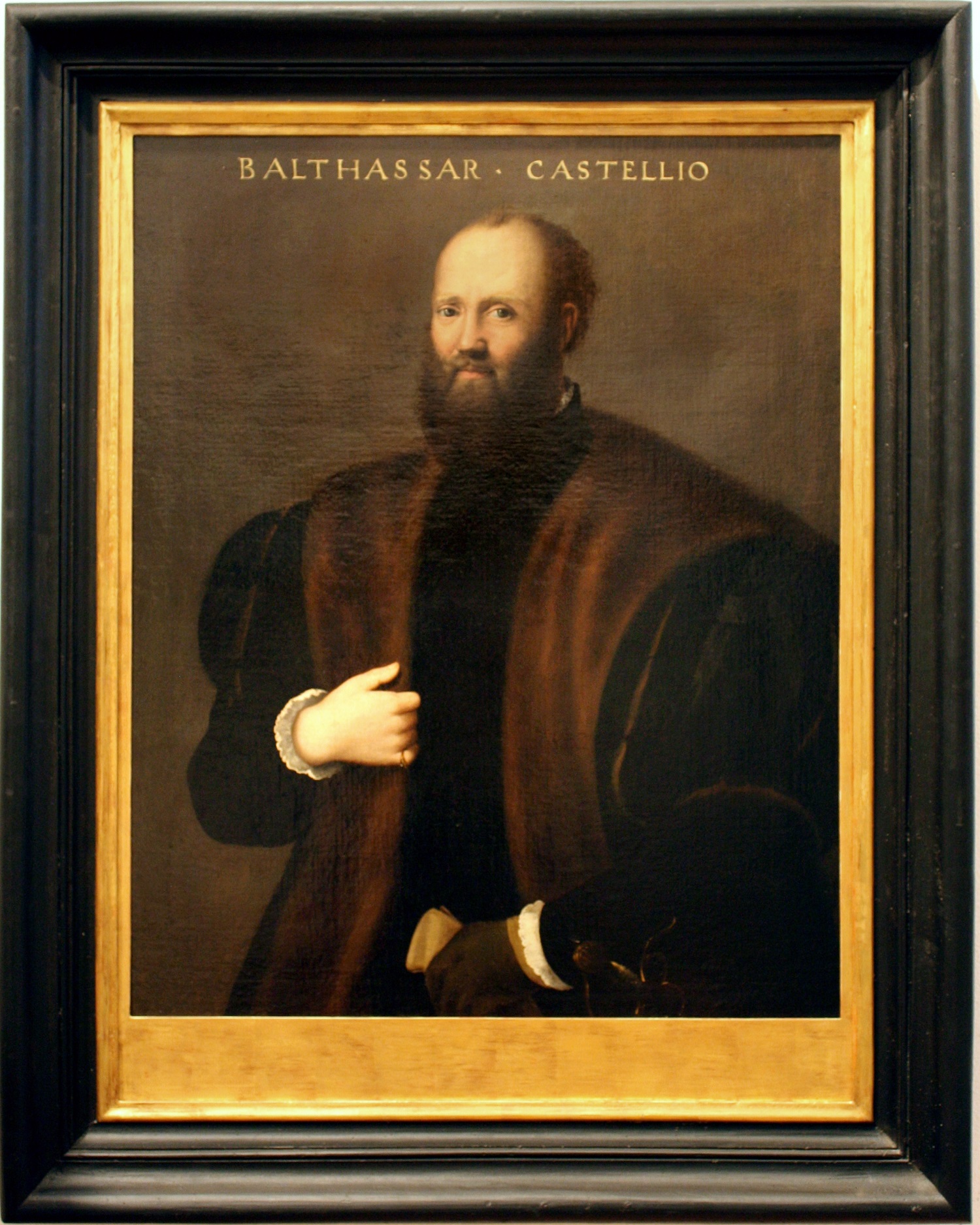 P584 - Bernardino Campi - Ritratto di Baldassarre Castiglione_cornice - Pinacoteca Civica di Como