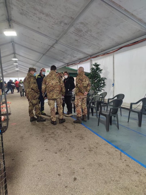 Hub vaccinale: sopralluogo dell’Esercito alla tensostruttura