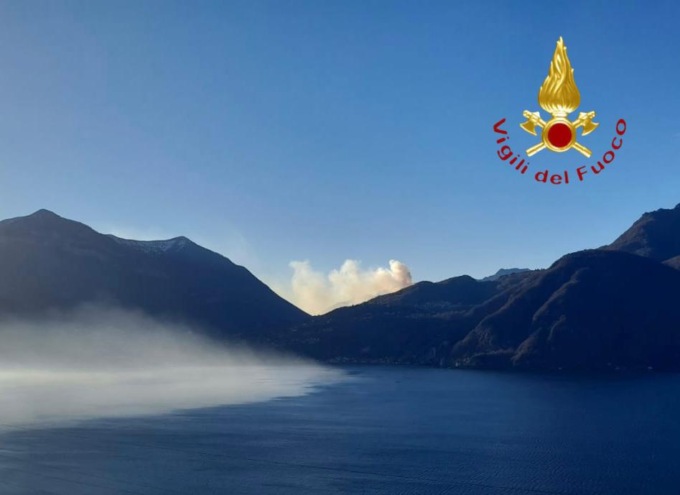 Incendio boschivo a Cima di Porlezza