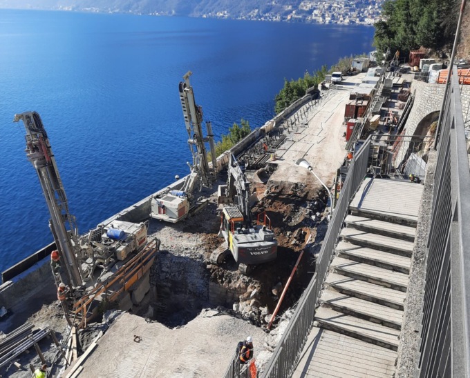 Cantiere della Tremezzina: ultime fasi per la realizzazione dei micropali di ancoraggio