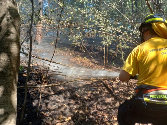 Incendio boschivo a Brenna: complice la siccità