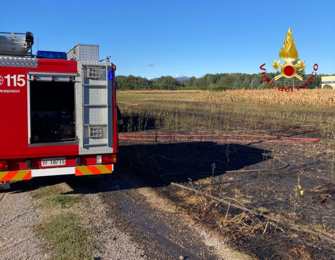 Lomazzo in fiamme un campo di grano: il fumo causa rallentamenti in autostrada