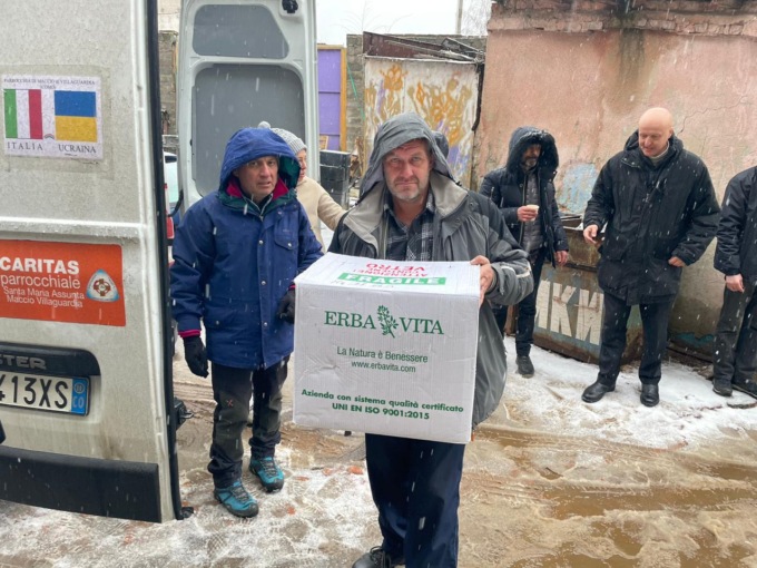 Missione umanitaria in Ucraina sotto la neve