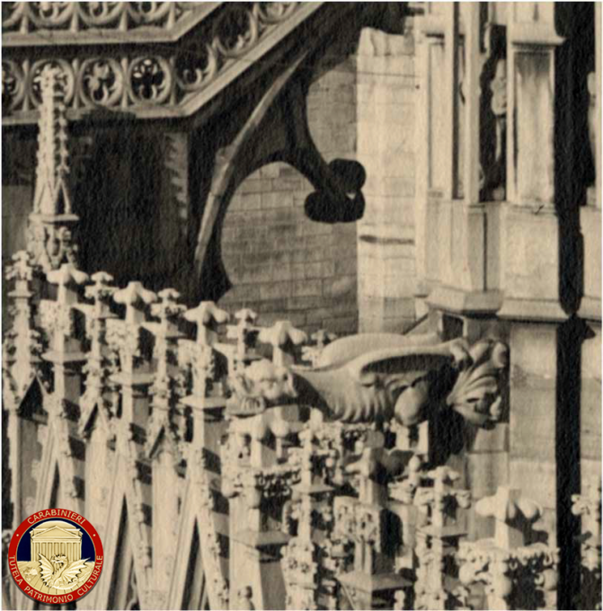 Ritrovato dai Carabinieri un gargoyle del Duomo di Milano disperso dal 1943