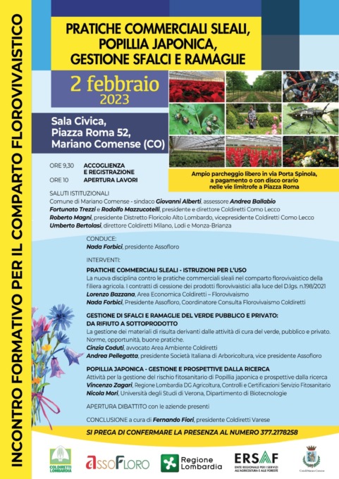 Florovivaismo, il focus su tre temi-chiave  nel convegno del 2 febbraio a Mariano Comense