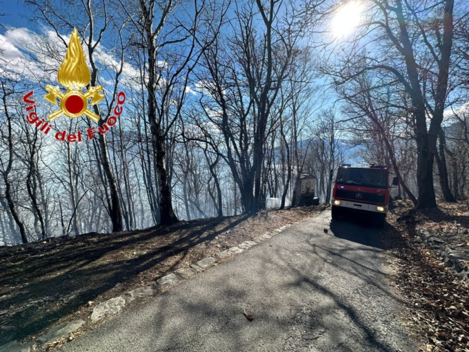 Incendio boschivo a Montemezzo: sei squadre di Vigili del fuoco in azione
