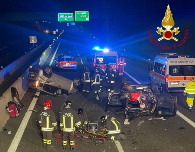 Schianto sulla A36 all’uscita di Bregnano: tre feriti