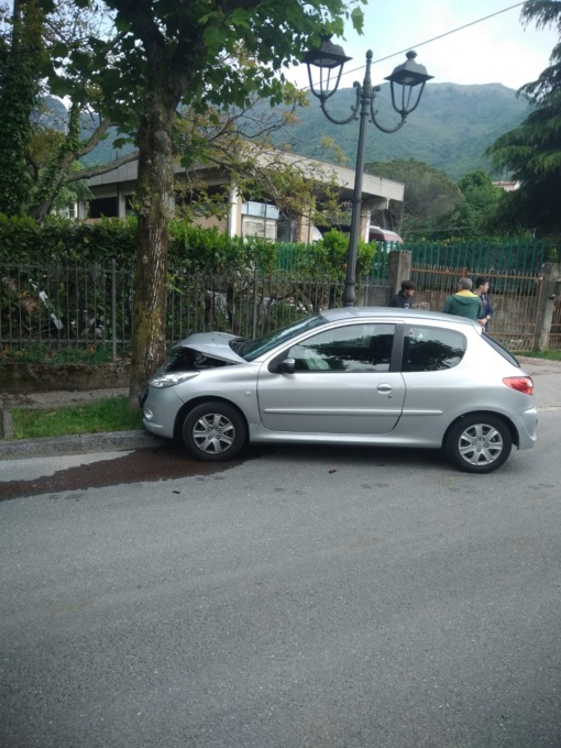 Con l’automobile contro un albero, spavento per due giovani