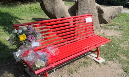 Fiori sulla panchina rossa per l'erbese sparita e per le vittime di femminicidio