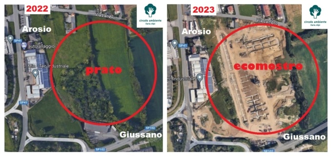 La denuncia del Circolo Ilaria Alpi: “Aumenta il consumo di suolo. Ecomostro tra Arosio e Giussano”