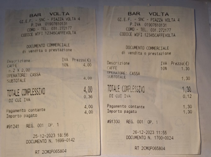 Caffè salato a Como per un finto straniero vestito col kilt scozzese