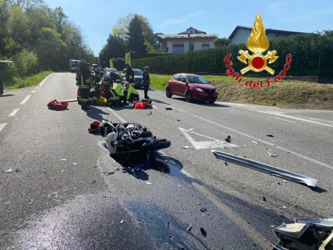Incidente stradale, centauro trasportato in Elisoccorso a Varese