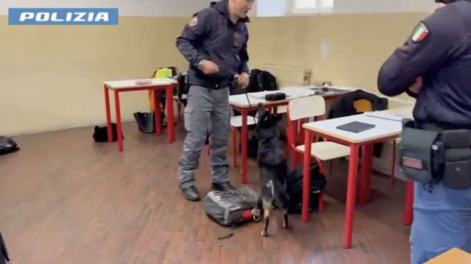 Il cane Athena trova hashish nella cartella di uno studente