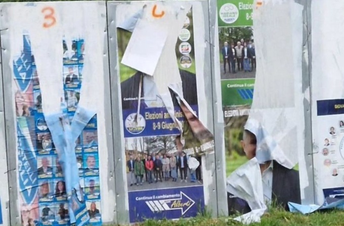 Elezioni Mariano 2024: strappati i manifesti di Alberti