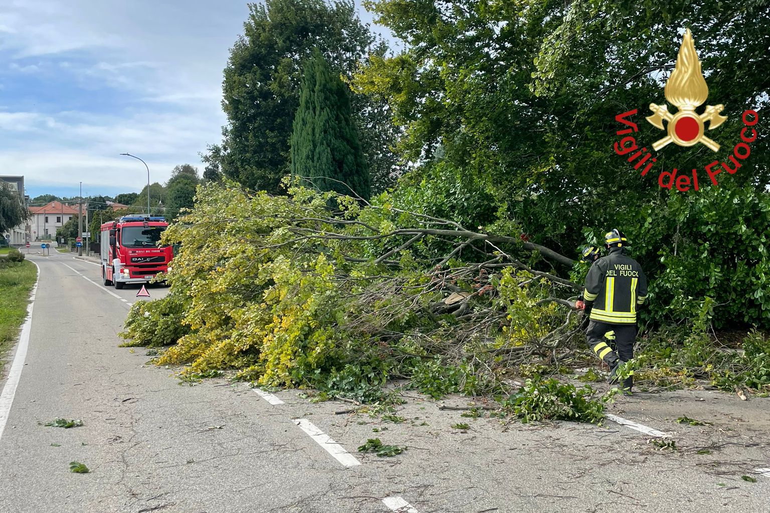 Vigili del fuoco alberi caduti vento maltempo  provincia di Como