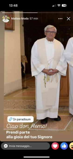 Addio a don Remo Ciapparella, domani i funerali