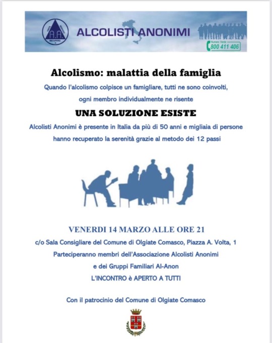 “Alcolisti Anonimi” invita a una serata di riflessione