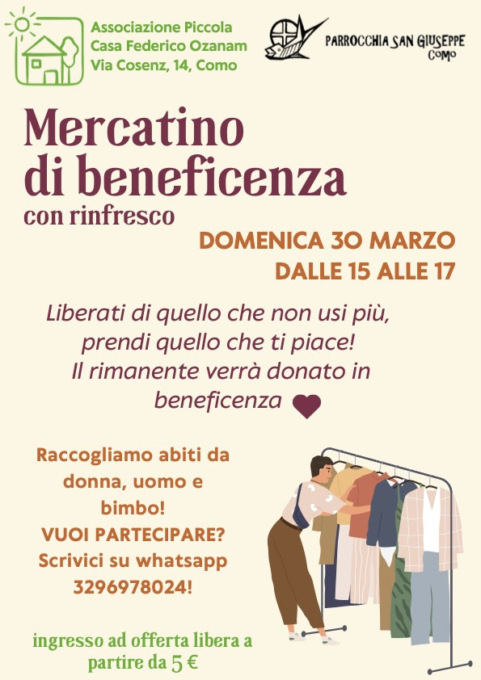 Mercatino di beneficenza in aiuto alle persone più bisognose