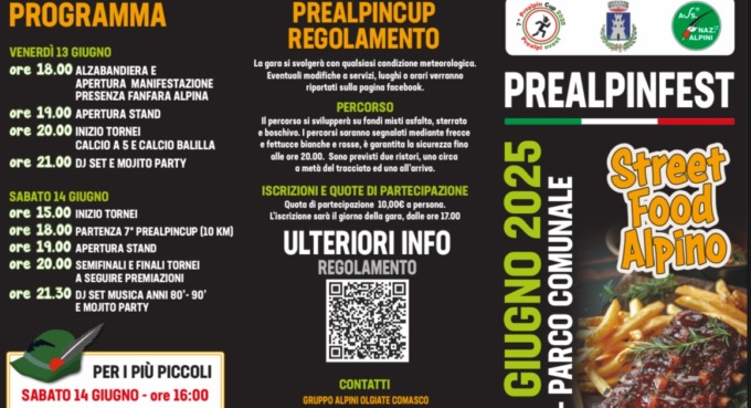 “Prealpinfest” tra sport, street food e solidarietà