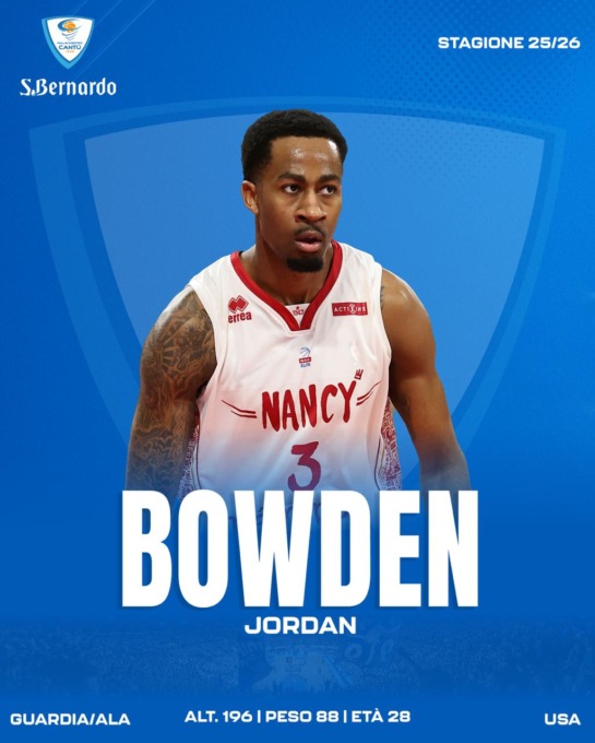 Jordan Bowden, nuovo acquisto Acqua San Bernardo Cantù
