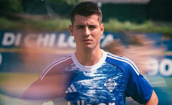 Il Como annuncia Alvaro Morata- foto social Como 1907