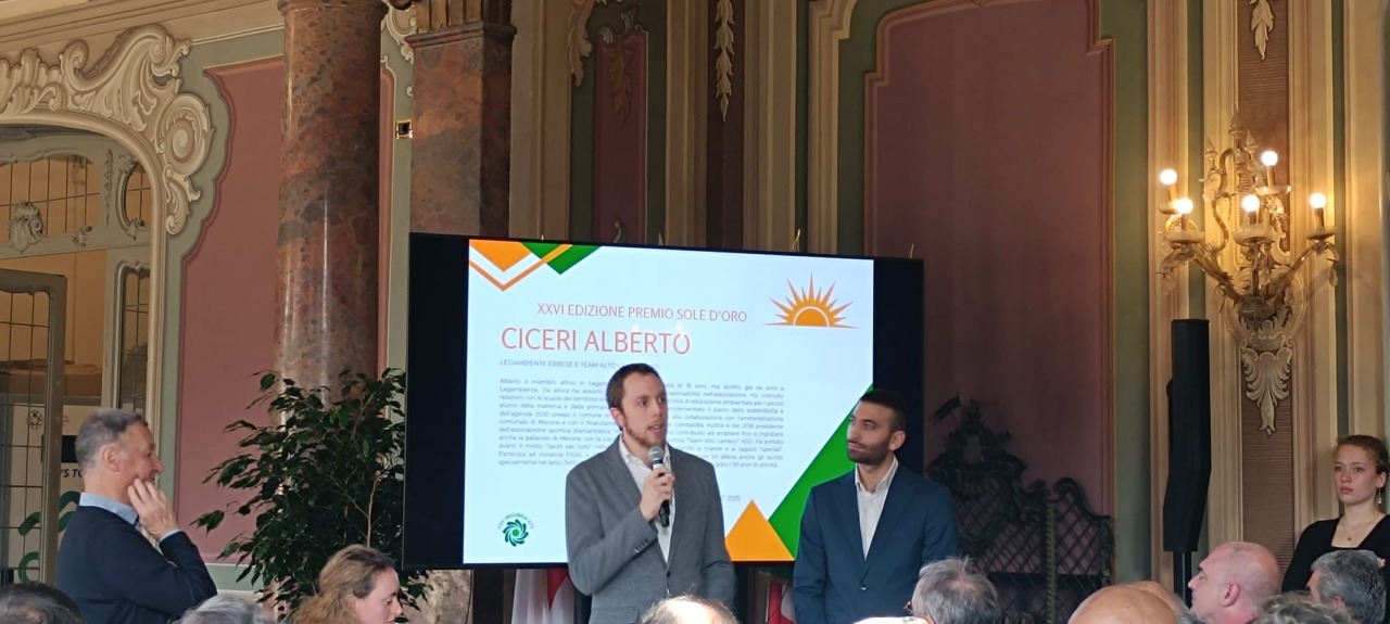 Sole d’oro giovani ad Alberto Ciceri per il suo impegno in Legambiente