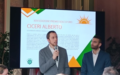 Sole d’oro giovani ad Alberto Ciceri per il suo impegno in Legambiente