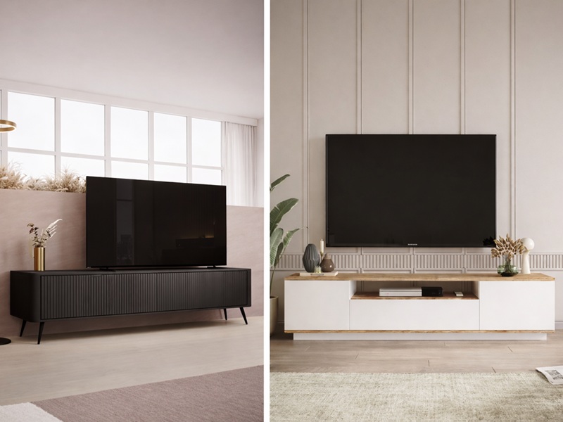 Più di un supporto: il mobile TV moderno diventa elemento di design e organizzazione