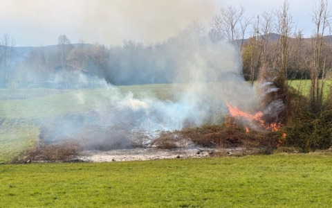 Fiamme in un campo, intervengono i Vigili del fuoco